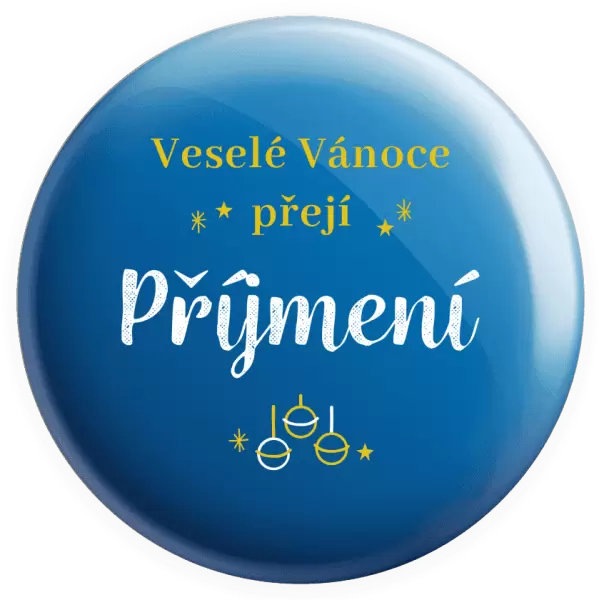 Placka Veselé Vánoce přejí - zlaté ozdoby