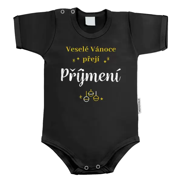 Dětské body Veselé Vánoce přejí - zlaté ozdoby