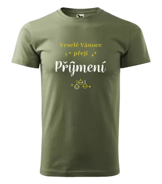 Pánské vánoční tričko Veselé Vánoce přejí - zlaté ozdoby