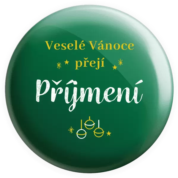 Placka Veselé Vánoce přejí - zlaté ozdoby