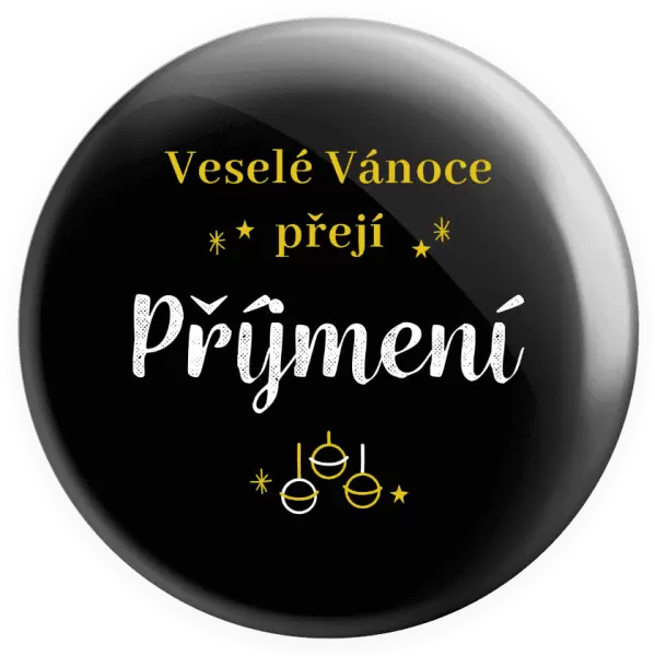 Placka Veselé Vánoce přejí - zlaté ozdoby