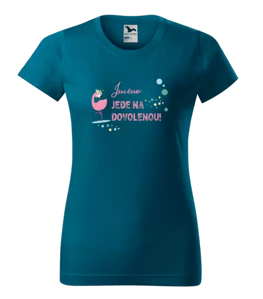 Dámské tričko Jméno jede na dovolenou