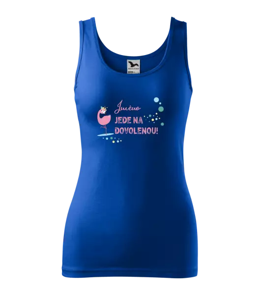 Dámské tílko Jméno jede na dovolenou