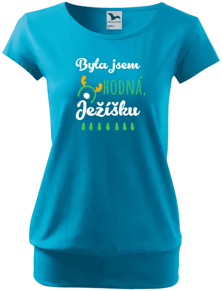 Dámské vánoční tričko Byla jsem hodná, Ježíšku