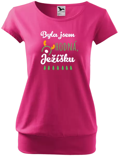 Dámské vánoční tričko Byla jsem hodná, Ježíšku