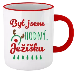 Vánoční hrnek Byl jsem hodný, Ježíšku