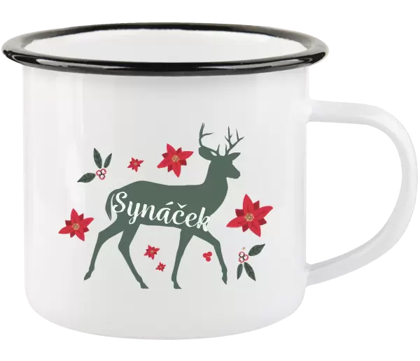 Vánoční plecháček Jelen s květinami - synáček