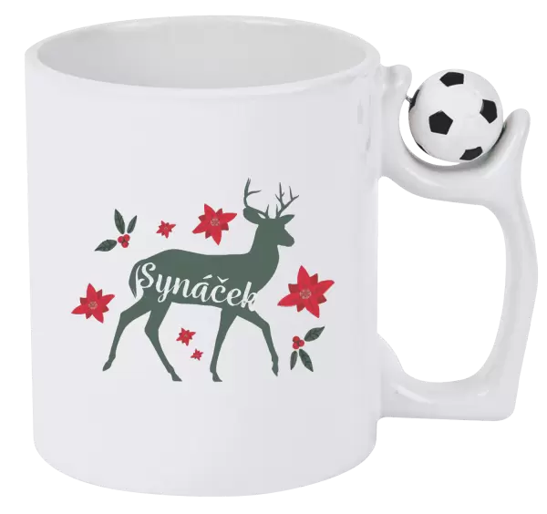 Vánoční hrnek Jelen s květinami - synáček