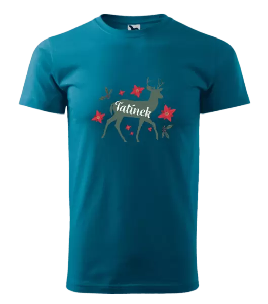 Pánské vánoční tričko Jelen s květinami - tatínek