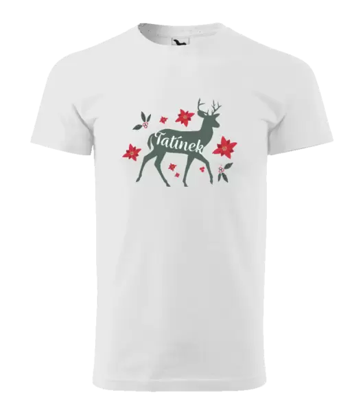 Pánské vánoční tričko Jelen s květinami - tatínek