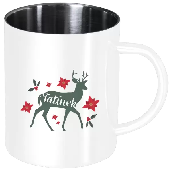 Nerezový hrnek Jelen s květinami - tatínek