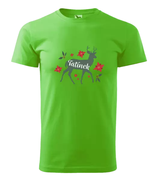 Pánské vánoční tričko Jelen s květinami - tatínek