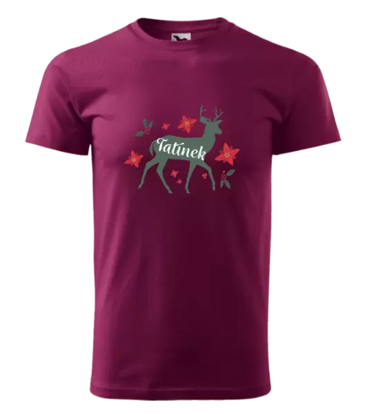 Pánské vánoční tričko Jelen s květinami - tatínek