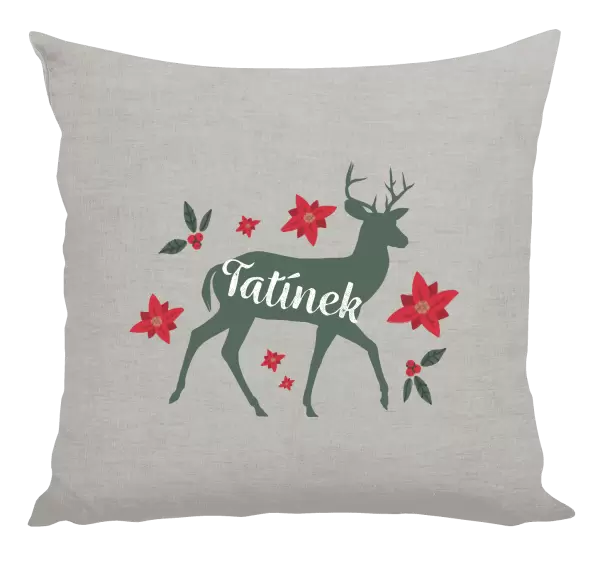 Vánoční polštář Jelen s květinami - tatínek