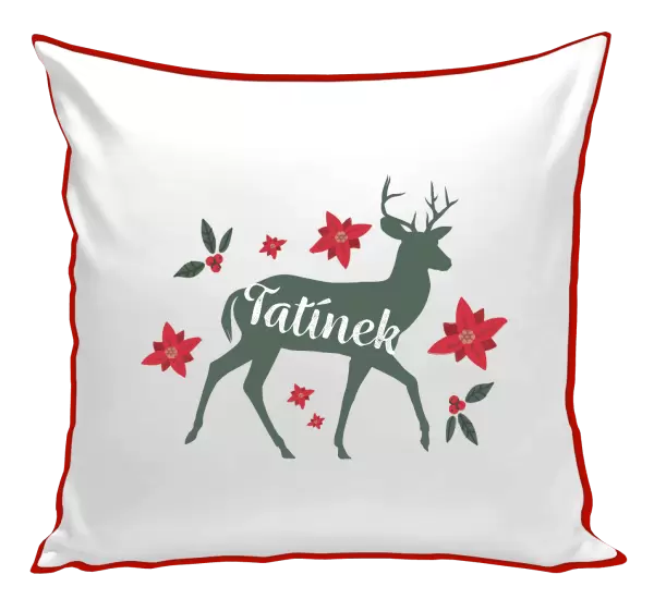 Vánoční polštář Jelen s květinami - tatínek