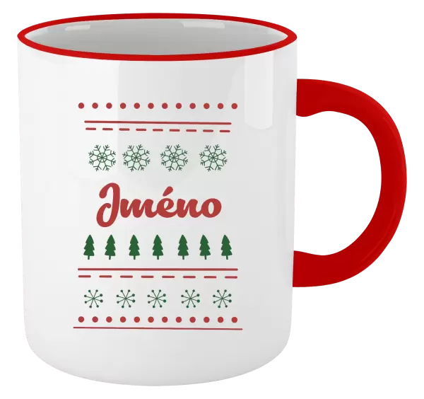 Vánoční hrnek Stromečky a vločky - jméno