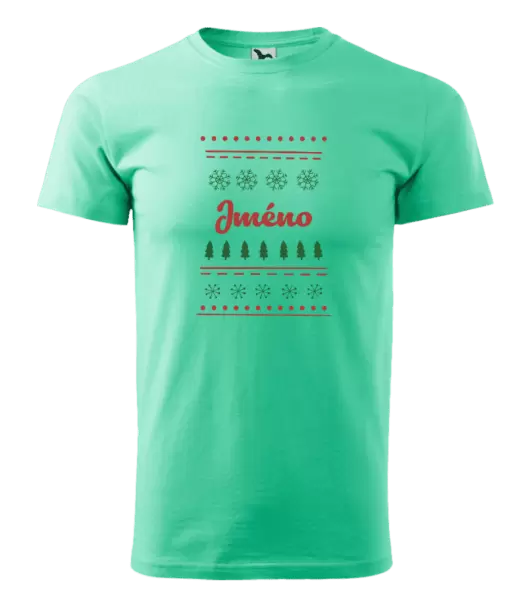 Pánské vánoční tričko Stromečky a vločky - jméno