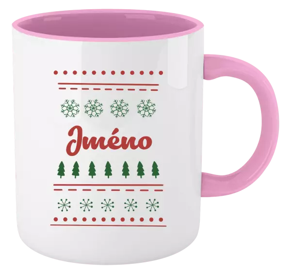 Vánoční hrnek Stromečky a vločky - jméno