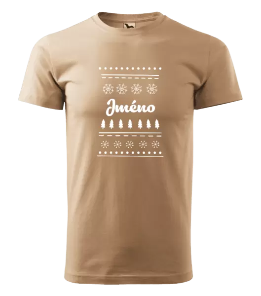 Pánské vánoční tričko Stromečky a vločky - jméno