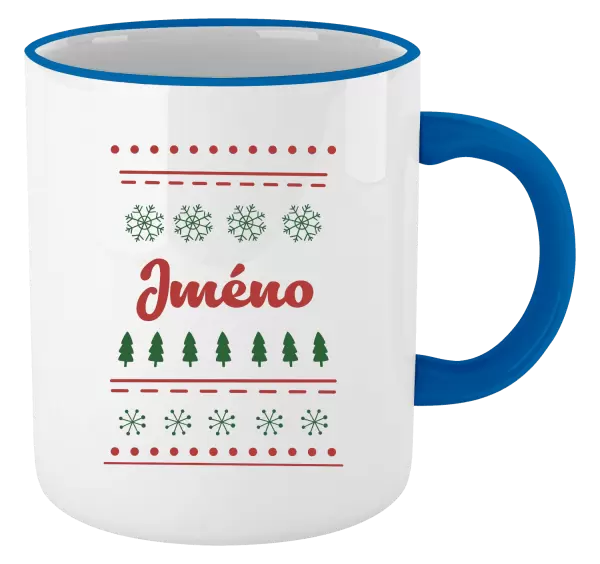 Vánoční hrnek Stromečky a vločky - jméno