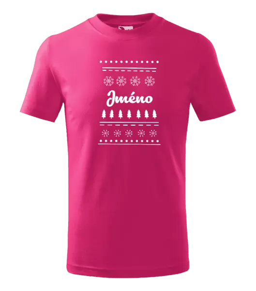 Dětské vánoční tričko Stromečky a vločky - jméno