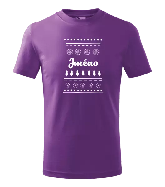 Dětské vánoční tričko Stromečky a vločky - jméno
