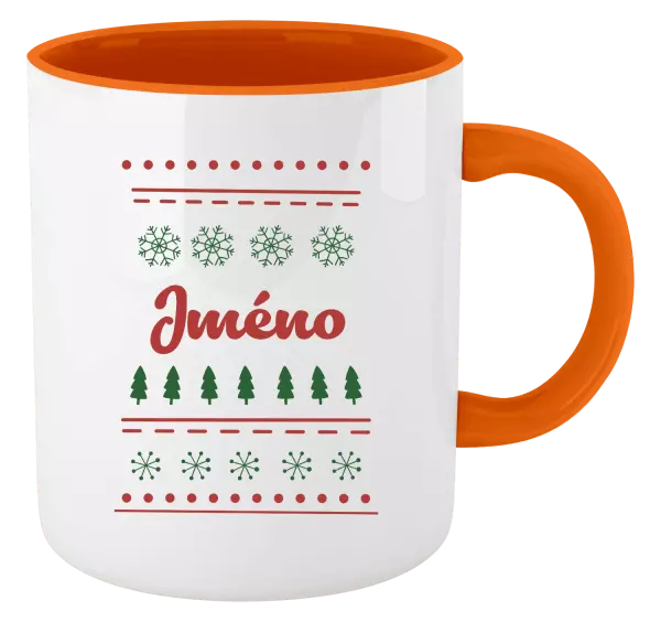 Vánoční hrnek Stromečky a vločky - jméno