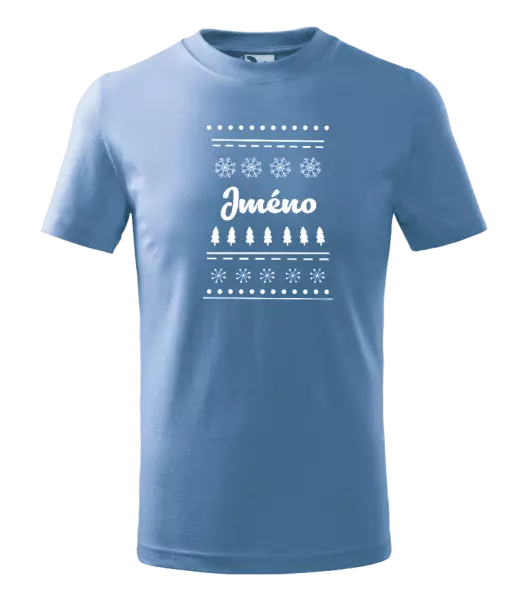 Dětské vánoční tričko Stromečky a vločky - jméno