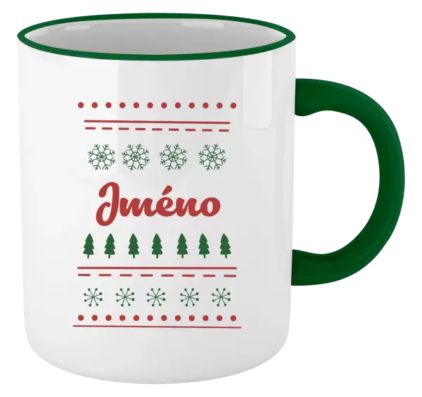 Vánoční hrnek Stromečky a vločky - jméno