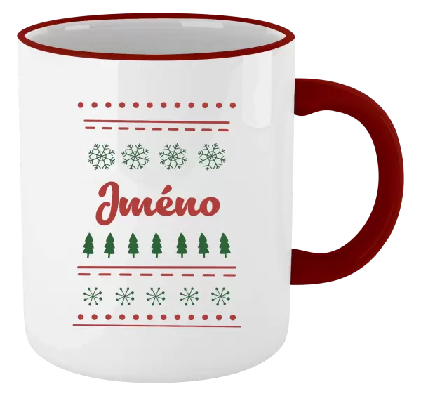 Vánoční hrnek Stromečky a vločky - jméno