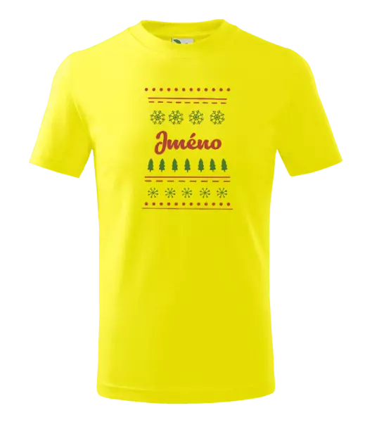 Dětské vánoční tričko Stromečky a vločky - jméno