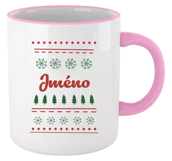 Vánoční hrnek Stromečky a vločky - jméno