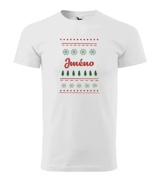 Pánské vánoční tričko Stromečky a vločky - jméno
