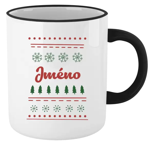 Vánoční hrnek Stromečky a vločky - jméno