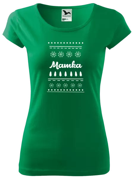 Dámské vánoční tričko Stromečky a vločky - mamka