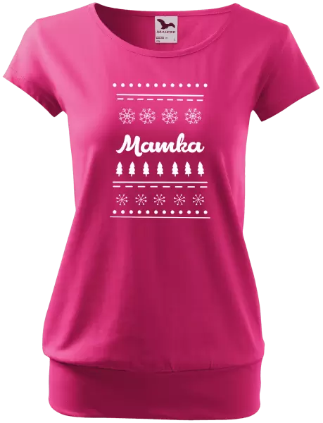 Dámské vánoční tričko Stromečky a vločky - mamka