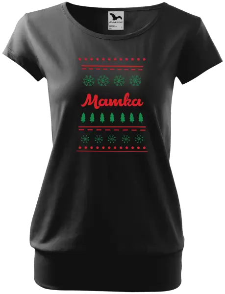 Dámské vánoční tričko Stromečky a vločky - mamka