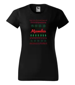 Dámské vánoční tričko Stromečky a vločky - mamka