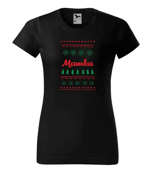 Dámské vánoční tričko Stromečky a vločky - mamka