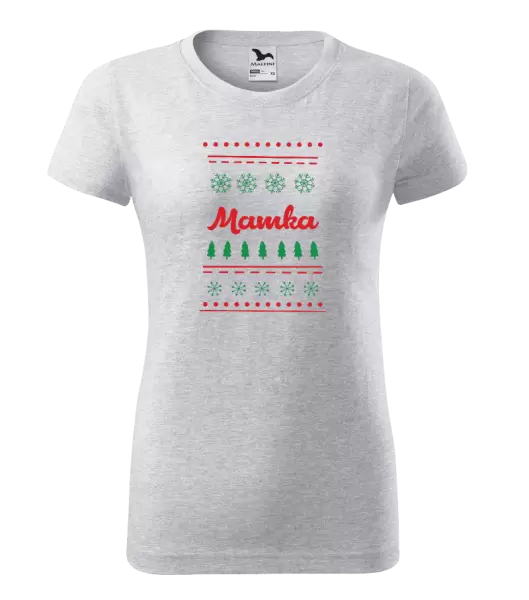 Dámské vánoční tričko Stromečky a vločky - mamka