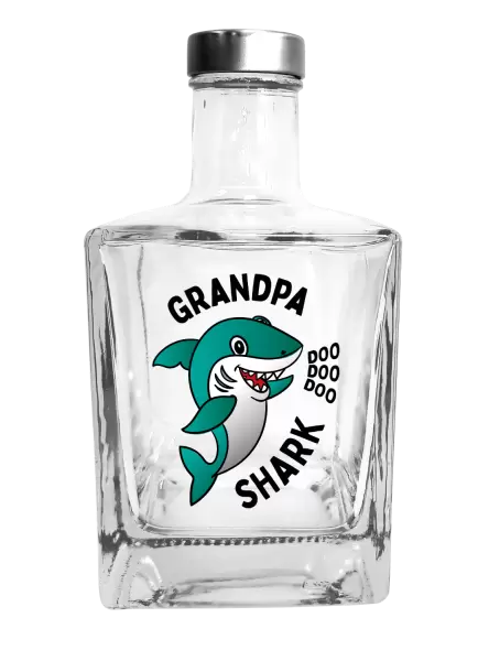 Fľaša, sklenená hranatá Grandpa Shark