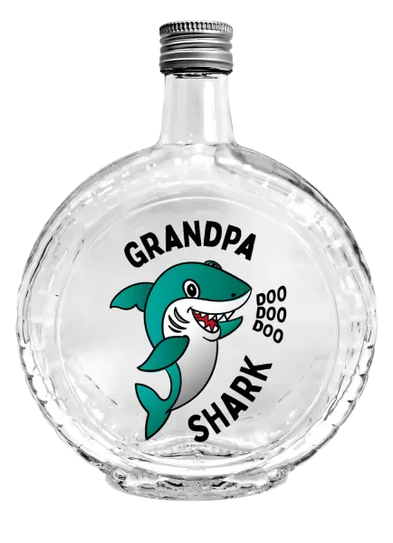 Fľaša, sklenená guľatá Grandpa Shark