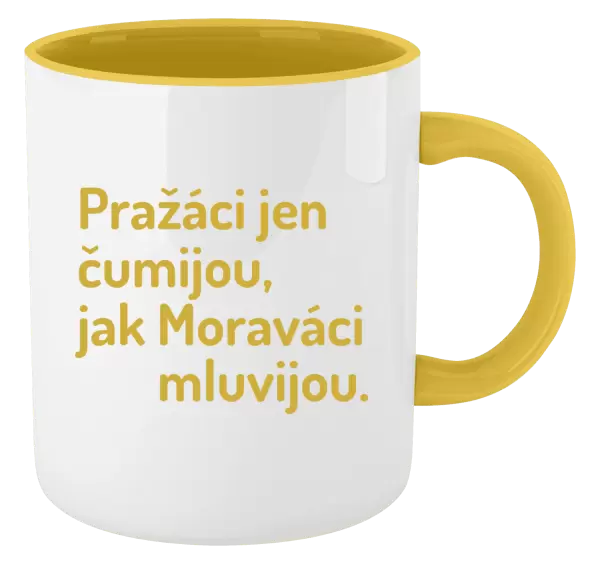 Hrnek Pražáci jen čumijou, jak Moraváci mluvijou.