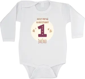 Dětské body Moj první narozeniny se jménem (vínová)