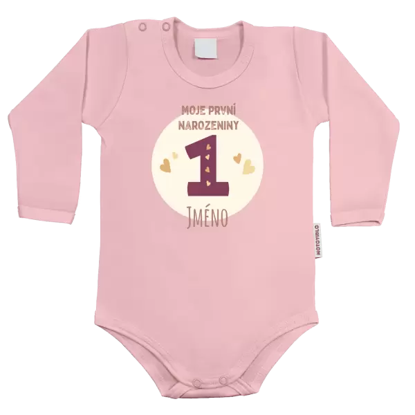 Dětské body Moj první narozeniny se jménem (vínová)