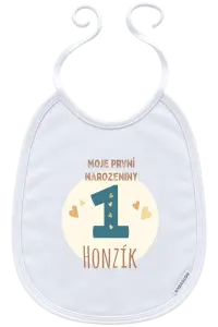 Dětský bryndák Moje první narozeniny se jménem (modrá)
