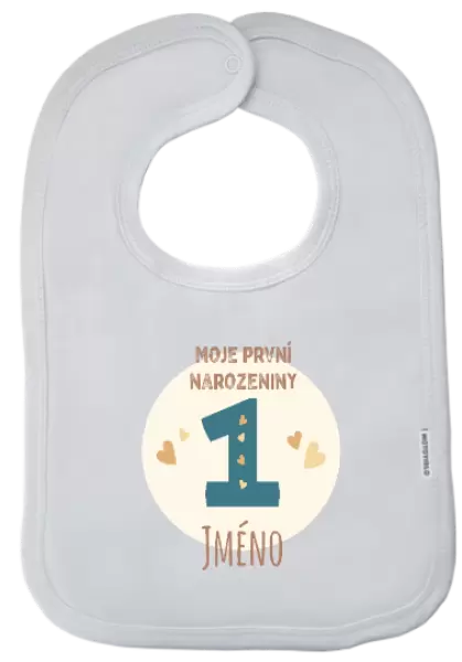 Dětský bryndák Moje první narozeniny se jménem (modrá)