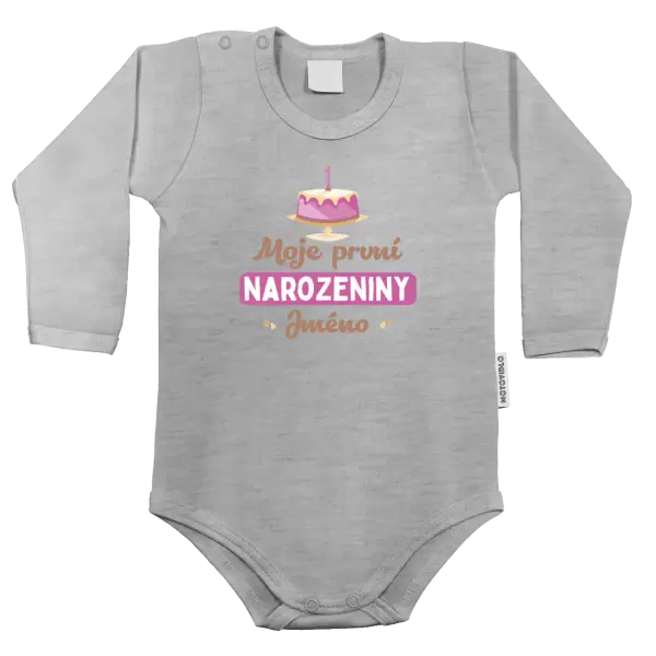 Dětské body Moje první narozeniny s dortem (růžový)