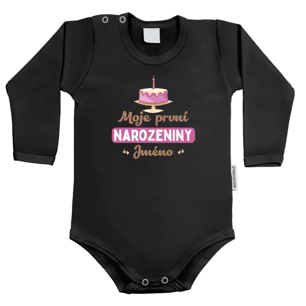 Dětské body Moje první narozeniny s dortem (růžový)