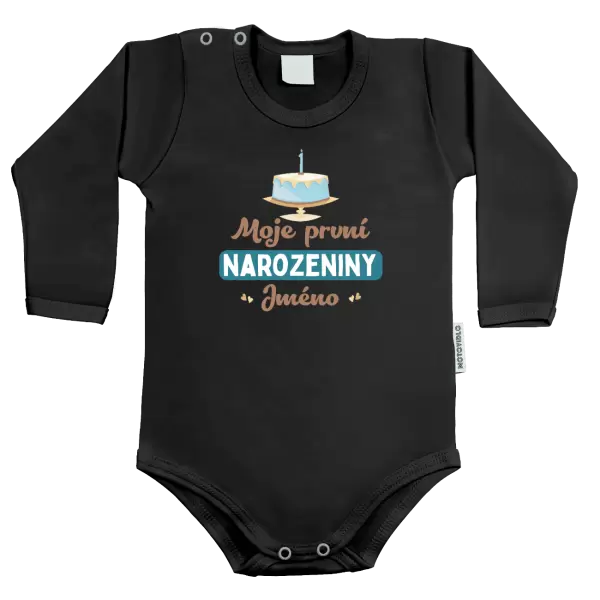 Dětské body Moje první narozeniny s dortem (modrý)